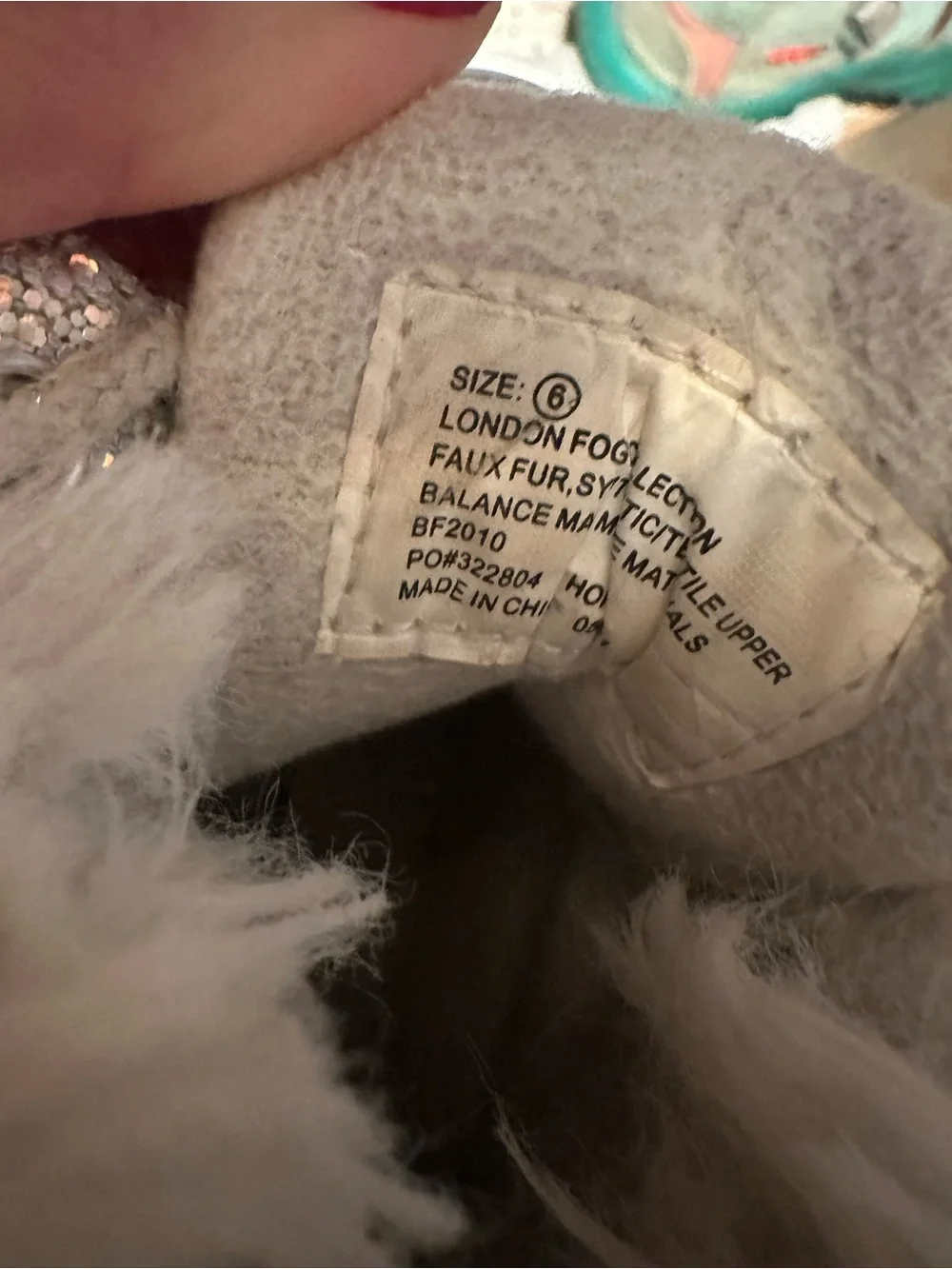 London Fog Girls Silver Glitter Faux-Fur Winter Boots